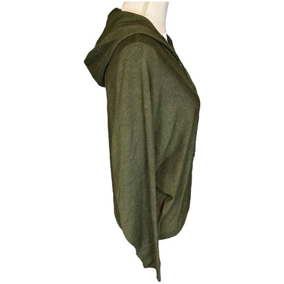 CYRUS NWT forest dark green pullover hoodie knit top women’s large new with tags - Picture 2 of 9